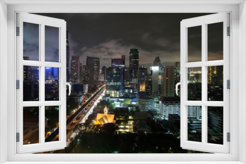 Fototapeta Naklejka Na Ścianę Okno 3D - Silom Skyline by Night