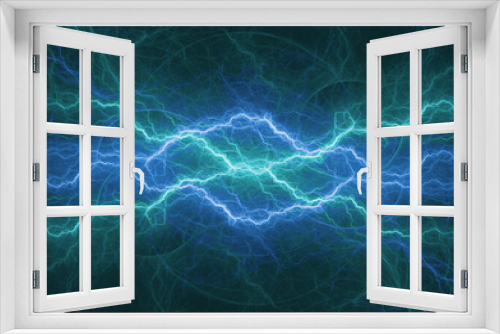 Blue fractal lightning, abstract electrical background