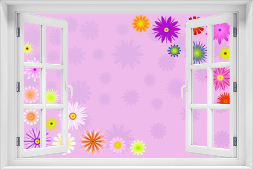 Fototapeta Naklejka Na Ścianę Okno 3D - two bright color flower corners illustration