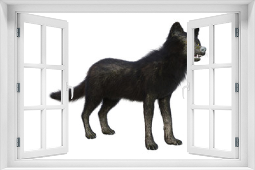 Fototapeta Naklejka Na Ścianę Okno 3D - 3D Rendering Black Wolf on White