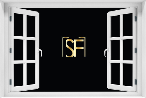 Unique modern SF nitial black and gold color letter initial icon logo