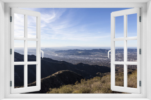 Fototapeta Naklejka Na Ścianę Okno 3D - Morning Verdugo mountain view of Burbank, Griffith Park and Los Angeles in Southern California. 