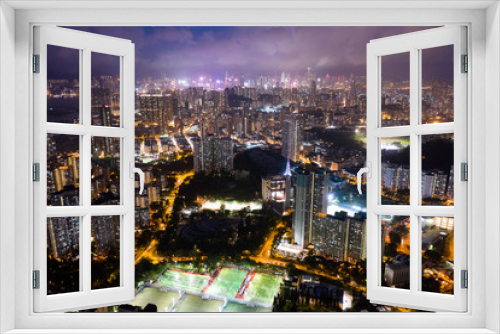 Fototapeta Naklejka Na Ścianę Okno 3D - Hong Kong downtown night