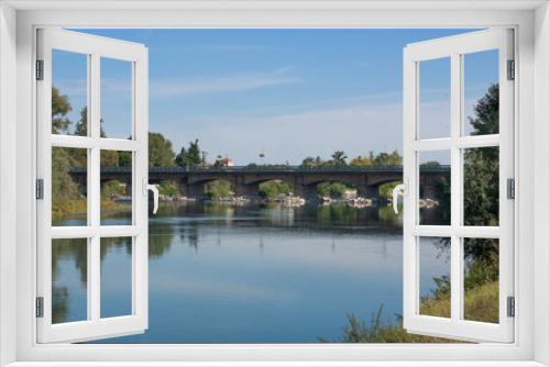 Fototapeta Naklejka Na Ścianę Okno 3D - ponte sul fiume adda