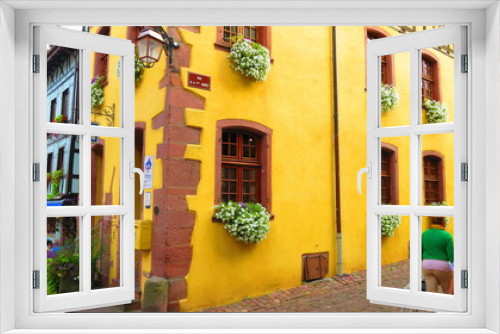 Fototapeta Naklejka Na Ścianę Okno 3D - Street Scene in Alsace, France