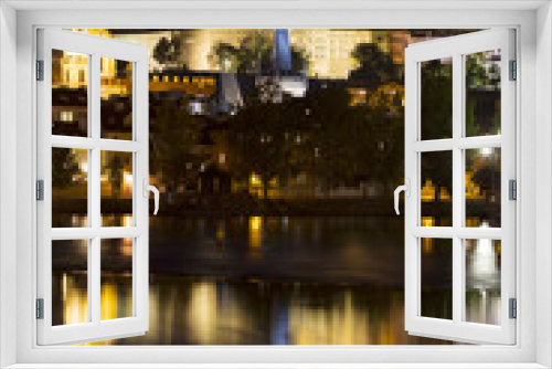 Prague gothic Castle with the Lesser Town above River Vltava in the Night, Czech Republic