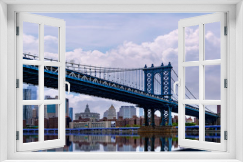 Fototapeta Naklejka Na Ścianę Okno 3D - New York City Manhattan midtown with Brooklyn Bridge.USA