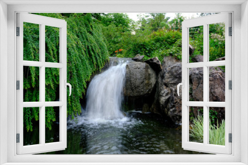 Fototapeta Naklejka Na Ścianę Okno 3D - waterfall in garden,summer