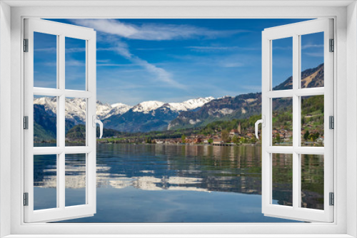 Fototapeta Naklejka Na Ścianę Okno 3D - Lake Water Reflection With Mountain View