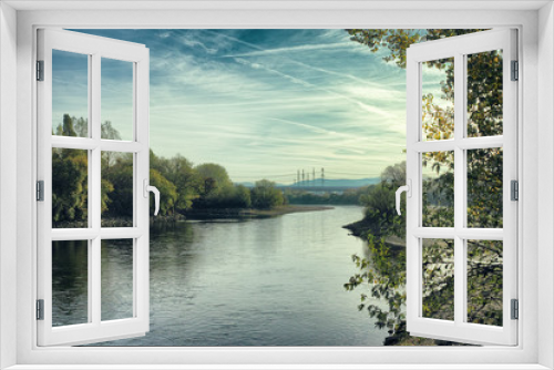 Fototapeta Naklejka Na Ścianę Okno 3D - River neckar in mannheim with nature beauty outdoor sky