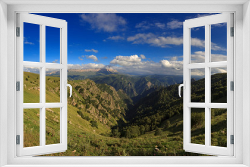 Fototapeta Naklejka Na Ścianę Okno 3D - Panoramic view of the high plateau in the North Caucasus in Russia.