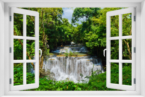 Fototapeta Naklejka Na Ścianę Okno 3D - Huai Mae Khamin waterfall at Kanchanaburi , Thailand , beautiful waterfall, forest, waterfall with tree background