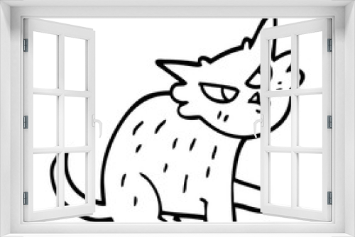 Fototapeta Naklejka Na Ścianę Okno 3D - line drawing cartoon ginger cat