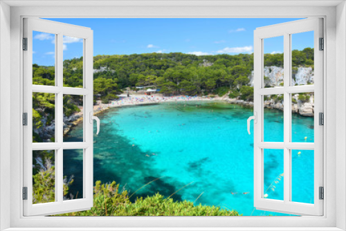 Fototapeta Naklejka Na Ścianę Okno 3D - Turquoise water in bay Cala Macarella on Menorca