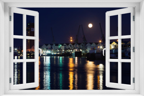 Fototapeta Naklejka Na Ścianę Okno 3D - Harbour at night