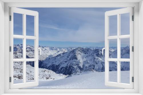 Fototapeta Naklejka Na Ścianę Okno 3D - Image of ski resort in the winter with snow covered mountains and slops