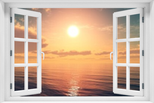 Fototapeta Naklejka Na Ścianę Okno 3D - Beautiful sea sunset, panorama of ocean sunrise, clouds and the sun over the water,
