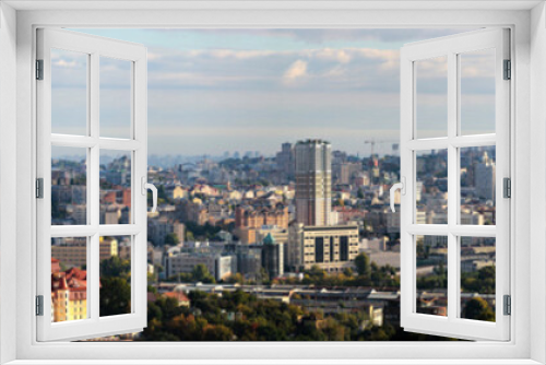 Fototapeta Naklejka Na Ścianę Okno 3D - Panorama of central Kyiv, the capital of Ukraine. View from Protasiv Yar heights.
