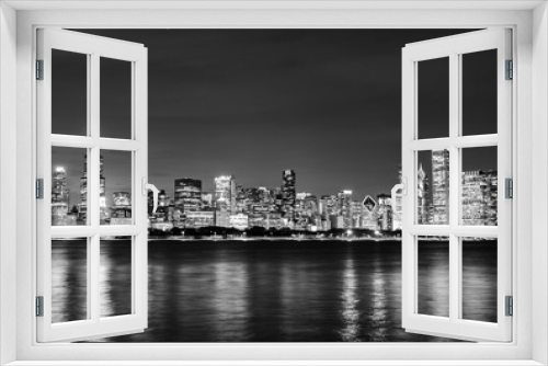 Fototapeta Naklejka Na Ścianę Okno 3D - Black and White Chicago Skyline at Night
