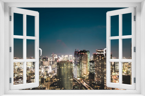 Fototapeta Naklejka Na Ścianę Okno 3D - 東京都市風景　夜景　