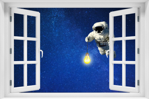 Fototapeta Naklejka Na Ścianę Okno 3D - Spaceman and lighting in  space