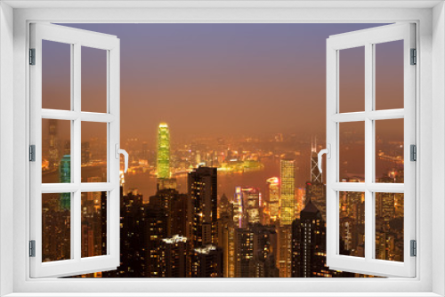 Fototapeta Naklejka Na Ścianę Okno 3D - Hongkong bei Nacht