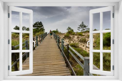 Fototapeta Naklejka Na Ścianę Okno 3D - Public Beach access on Adao e Eva Beach on Castro Marim, Algarve Portugal.