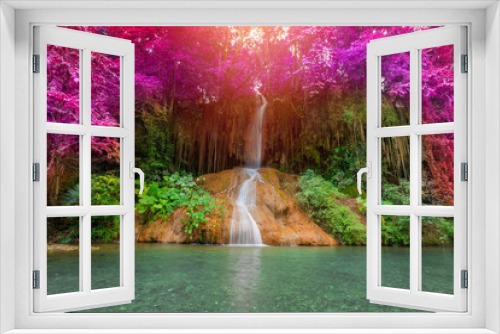 Fototapeta Naklejka Na Ścianę Okno 3D - beautiful waterfall in rainforest at Phu sang Falls Phoyao, Thailand