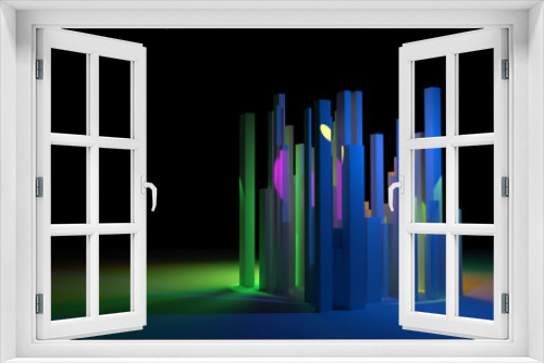 Fototapeta Naklejka Na Ścianę Okno 3D - 3D rendering. Background abstract colorful lighting, pillar block or shapre for design, graphic resource.