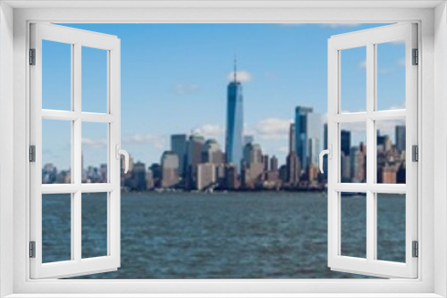 Fototapeta Naklejka Na Ścianę Okno 3D - New York City skyline superpanorama with Ellis Island, Lower Manhattan and Brooklyn