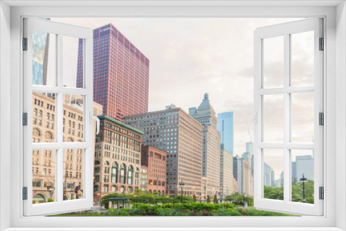 Fototapeta Naklejka Na Ścianę Okno 3D - View of Chicago downtown and skyscrapers, Illinois, USA 