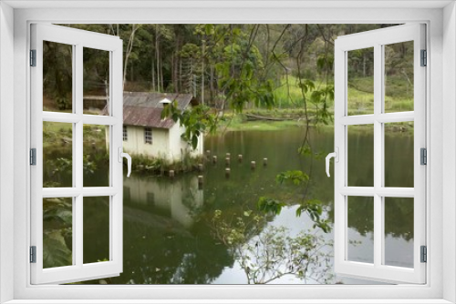 Fototapeta Naklejka Na Ścianę Okno 3D - house of lake