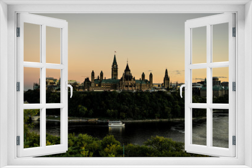 Fototapeta Naklejka Na Ścianę Okno 3D - The Parliament of Canada and Ottawa River at the sunset