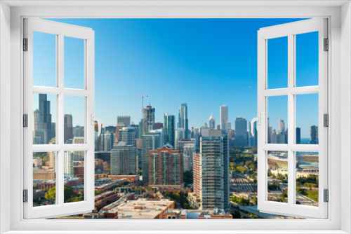 Fototapeta Naklejka Na Ścianę Okno 3D - Chicago skyscrapers skyline on a bright afternoon