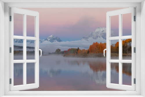 Fototapeta Naklejka Na Ścianę Okno 3D - Scenic Teton autumn Sunrise Reflection