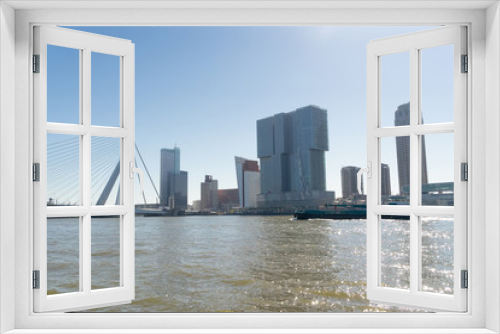 Fototapeta Naklejka Na Ścianę Okno 3D - Rotterdam port modern skyline at sunny summer day, Netherlands