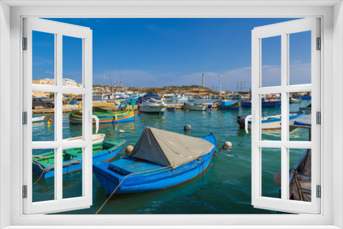 Fototapeta Naklejka Na Ścianę Okno 3D - Marsaxlokk, Malta. Boats in the harbor
