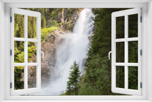 Fototapeta Naklejka Na Ścianę Okno 3D - View Alpine inspiring Krimml waterfall in mountains in summer day. Trekking in National park Hohe Tauern, Austria