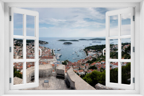 Fototapeta Naklejka Na Ścianę Okno 3D - Panorama of Hvar, a city and port on the island of Hvar, part of Split-Dalmatia County, Croatia.
