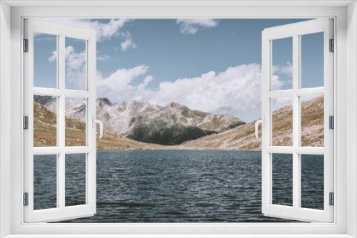 Fototapeta Naklejka Na Ścianę Okno 3D - View Marjelen lakes, scenes in mountains, route great Aletsch Glacier in national park Switzerland, Europe. Summer landscape, blue sky and sunny day
