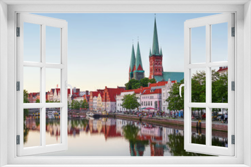 Historic city of Luebeck with famous Trave river Schleswig-Holstein