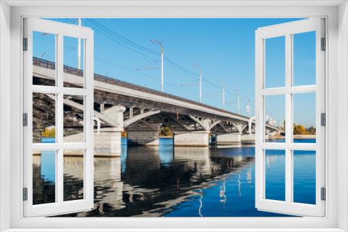 Fototapeta Naklejka Na Ścianę Okno 3D - Chernavsky bridge over Voronezh river at sunny autumn