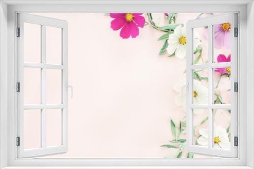 Fototapeta Naklejka Na Ścianę Okno 3D - Flowers composition. colorful flowers on pink background
