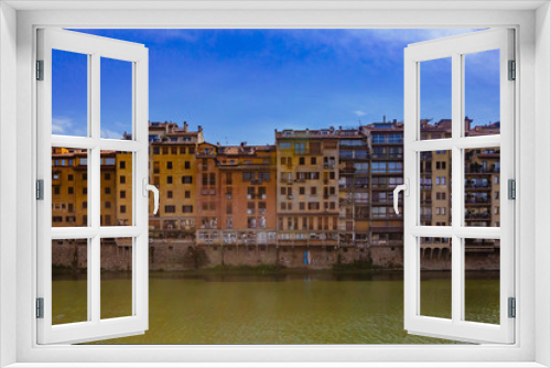 Fototapeta Naklejka Na Ścianę Okno 3D - Houses by Arno River in Florence, Italy