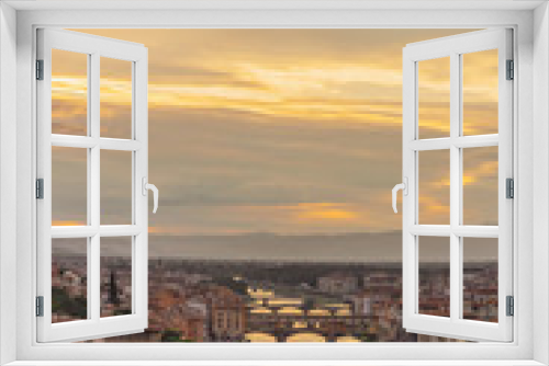 View of the city of Florence, Italy under sunset, viewed from Piazzale Michelangelo