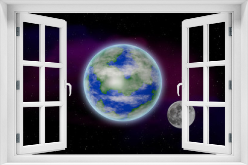 Fototapeta Naklejka Na Ścianę Okno 3D - Erde und Mond