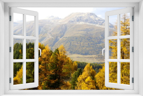 Fototapeta Naklejka Na Ścianę Okno 3D - Goldener Oktober im Engadin