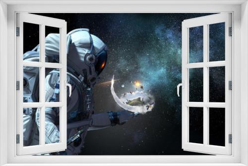 Fototapeta Naklejka Na Ścianę Okno 3D - Spaceman and his mission. Mixed media