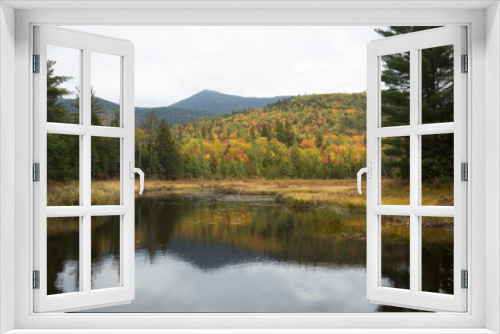 Fototapeta Naklejka Na Ścianę Okno 3D - Colorful fall foliage around Stratton Brook Pond, Maine.