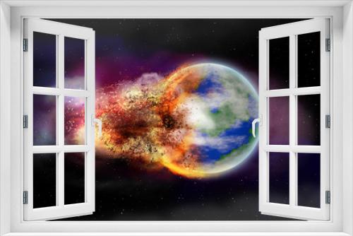 Fototapeta Naklejka Na Ścianę Okno 3D - Planet Erde wird zerstört